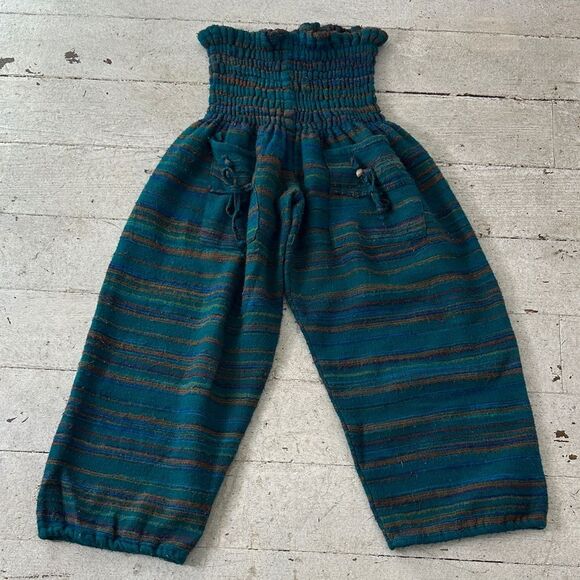 Vintage Woven Smocked Waist Hippy Pants - Picture 1 of 5